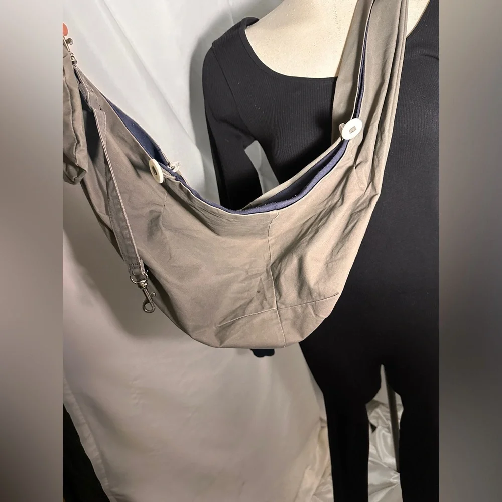 Slow Ton Pet Sling Carrier Bag Khaki Canvas Adjustable Crossbody Travel Dog Cat